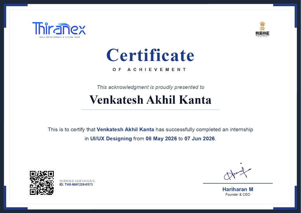 Venkatesh Akhil Kanta | Full Stack Developer & Data Analyst